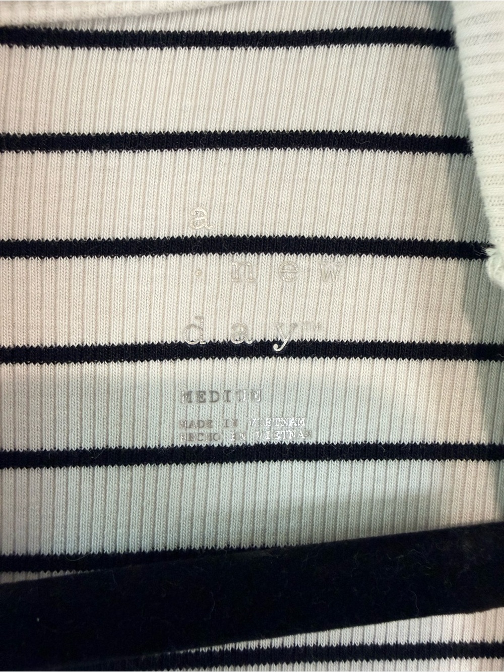 A New Day Ribbed Striped Tank Dress Medium Black White Sleeveless Stretch - Picture 4 of 7